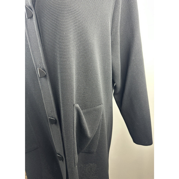 Exclusively Misook Long Ribbed Cardigan Black Duster Pockets Button Plus Size 3X - Picture 5 of 16